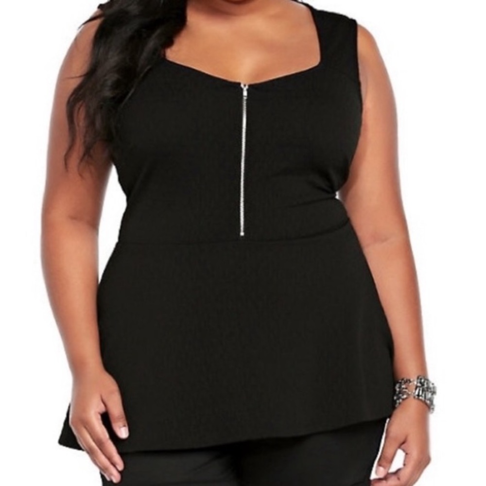 Torrid Black Half Zipper Peplum Tank Top 2X